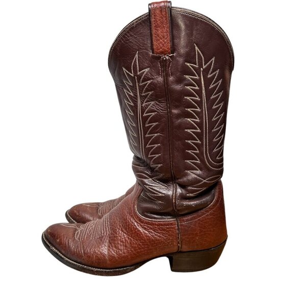 Tony Lama Pointed Toe Western Cowboy Boots Size 9 Brown Leather Rodeo main image 4